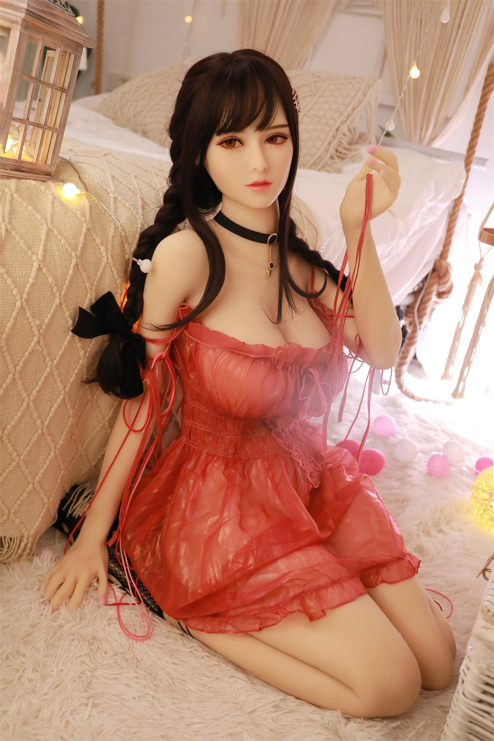 158cm im roten Kleid Asiatisches sexy Mädchen lebensechte Sexpuppe COSDOLL