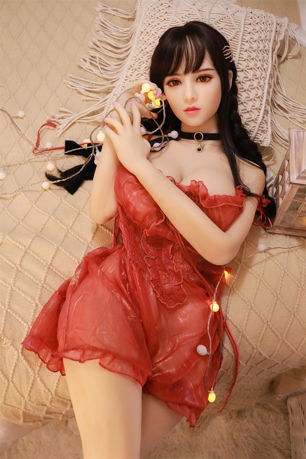 158cm im roten Kleid Asiatisches sexy Mädchen lebensechte Sexpuppe COSDOLL